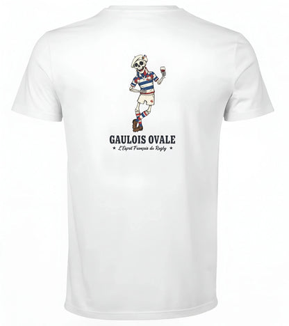 T-shirt Rugby Blanc - Le Gaulois Ovale avec son Pied - ballon ovale