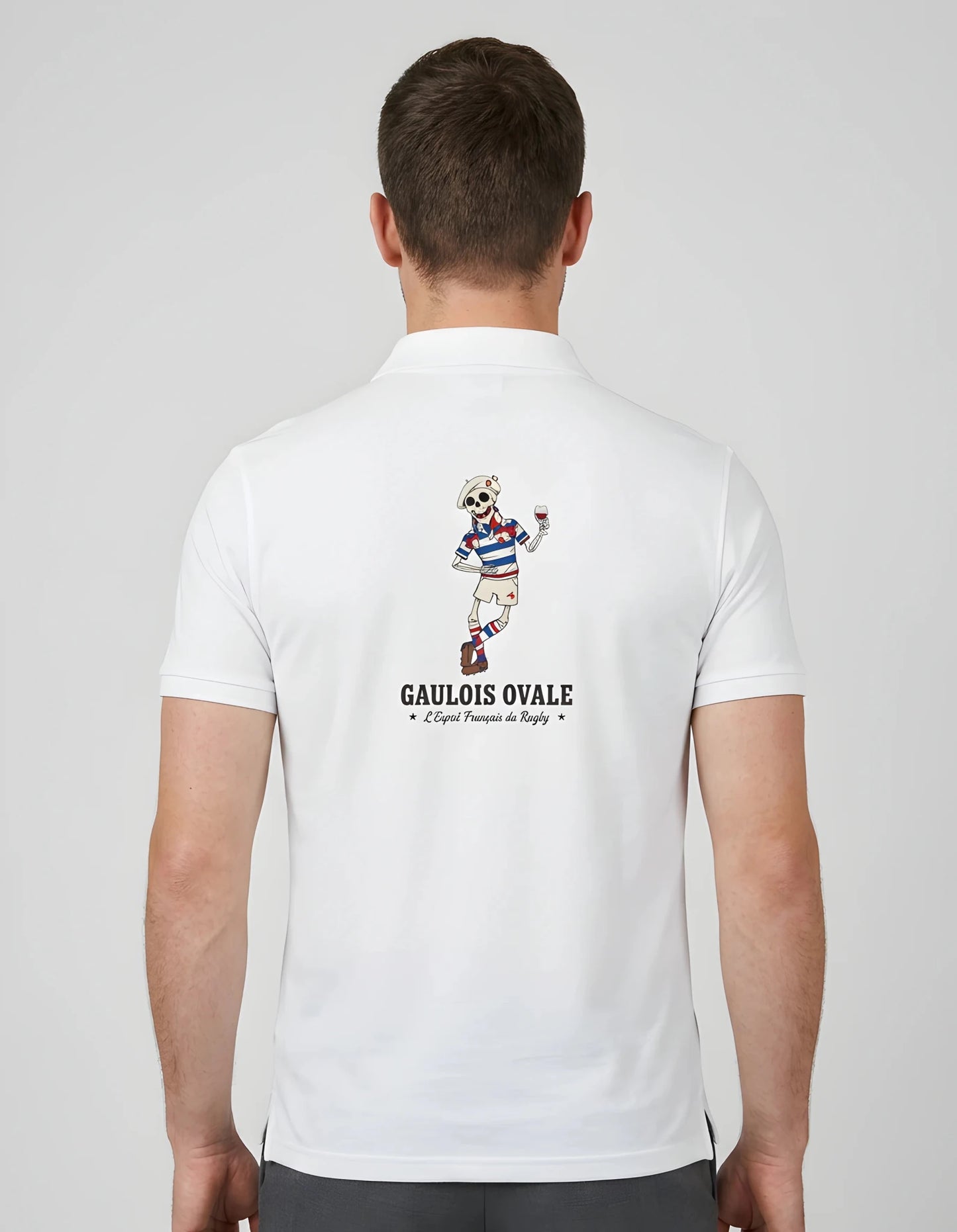 T-shirt Rugby Blanc - Le Gaulois Ovale avec son Pied - ballon ovale