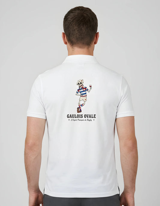 T-shirt Rugby Blanc - Le Gaulois Ovale avec son Pied - ballon ovale