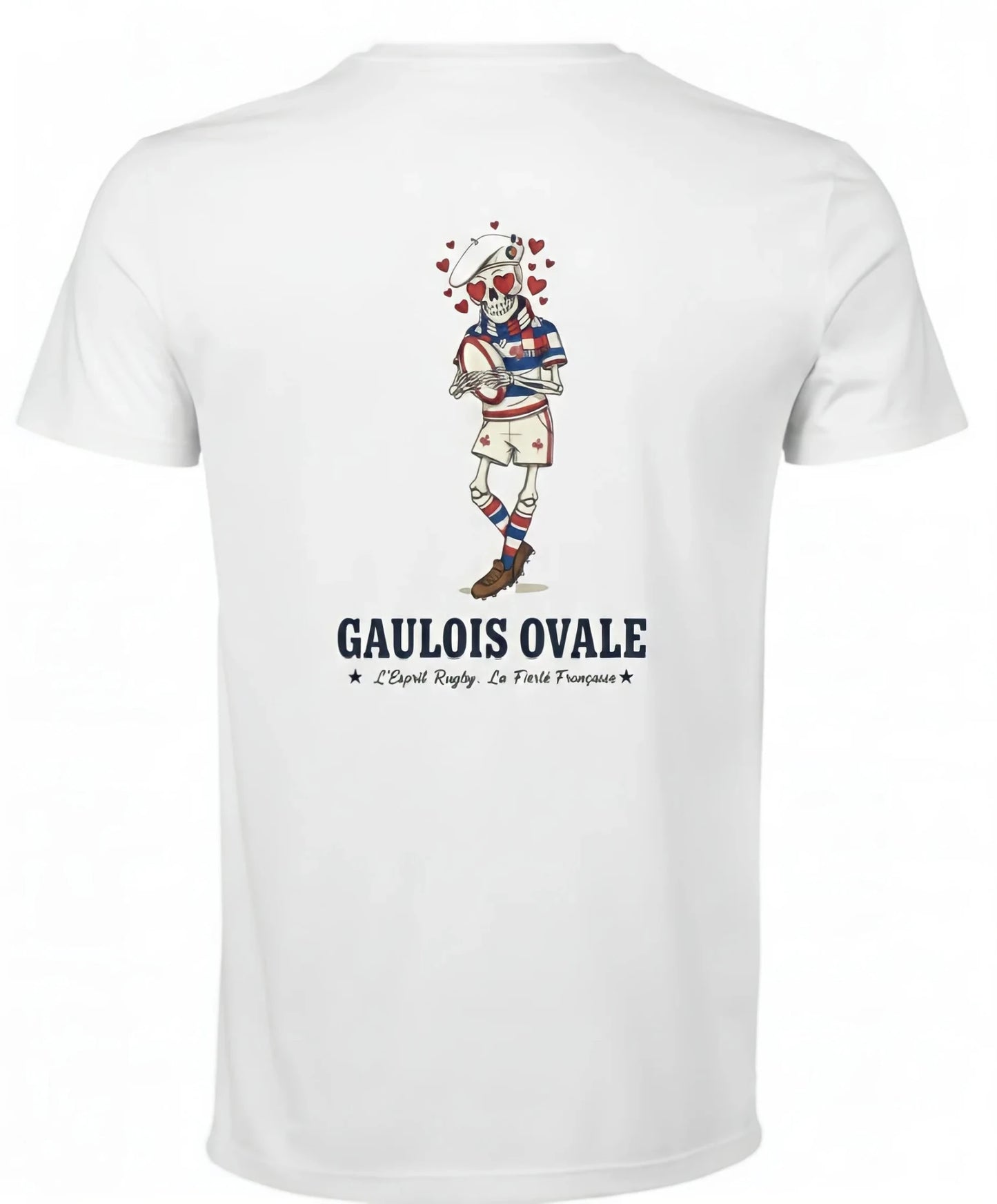 T-shirt Rugby Blanc - Le Gaulois Ovale Coeur - ballon ovale