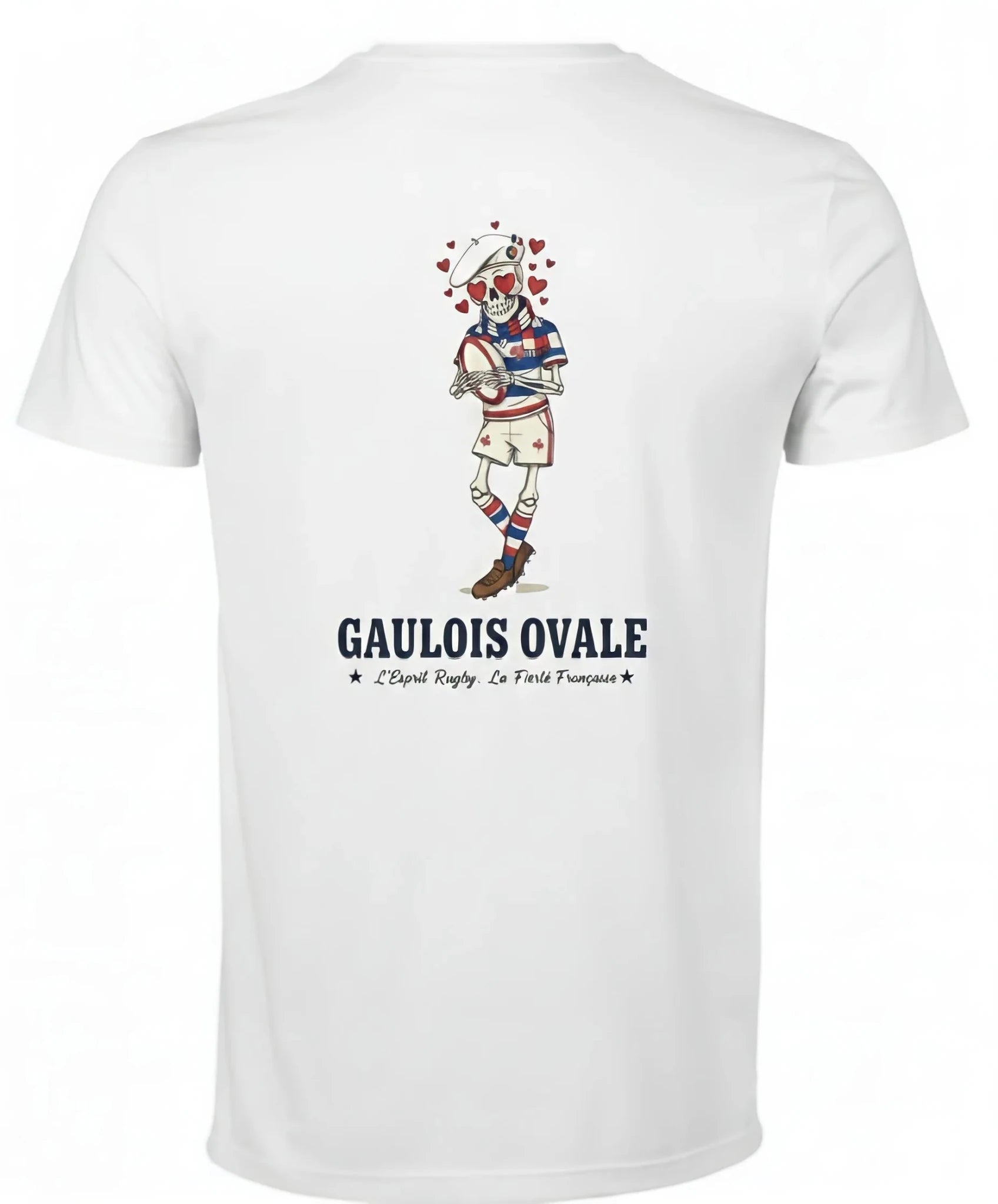 T-shirt Rugby Blanc - Le Gaulois Ovale Coeur - ballon ovale
