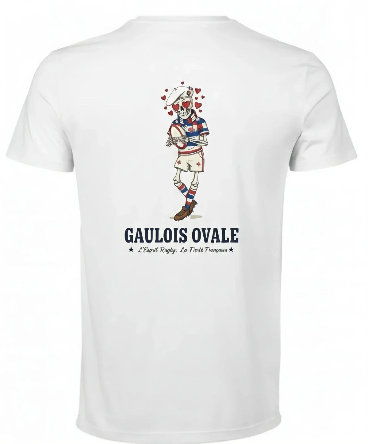 T-shirt rugby Blanc Le Gaulois Ovale Coeur, vue face