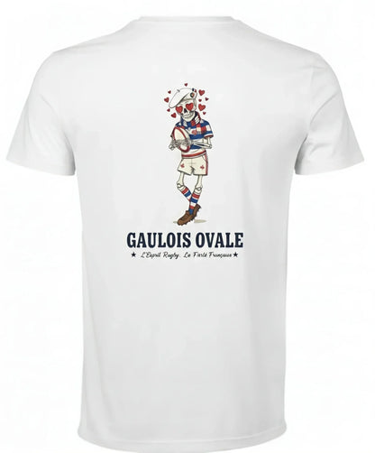 T-shirt rugby Blanc Le Gaulois Ovale Coeur, vue face
