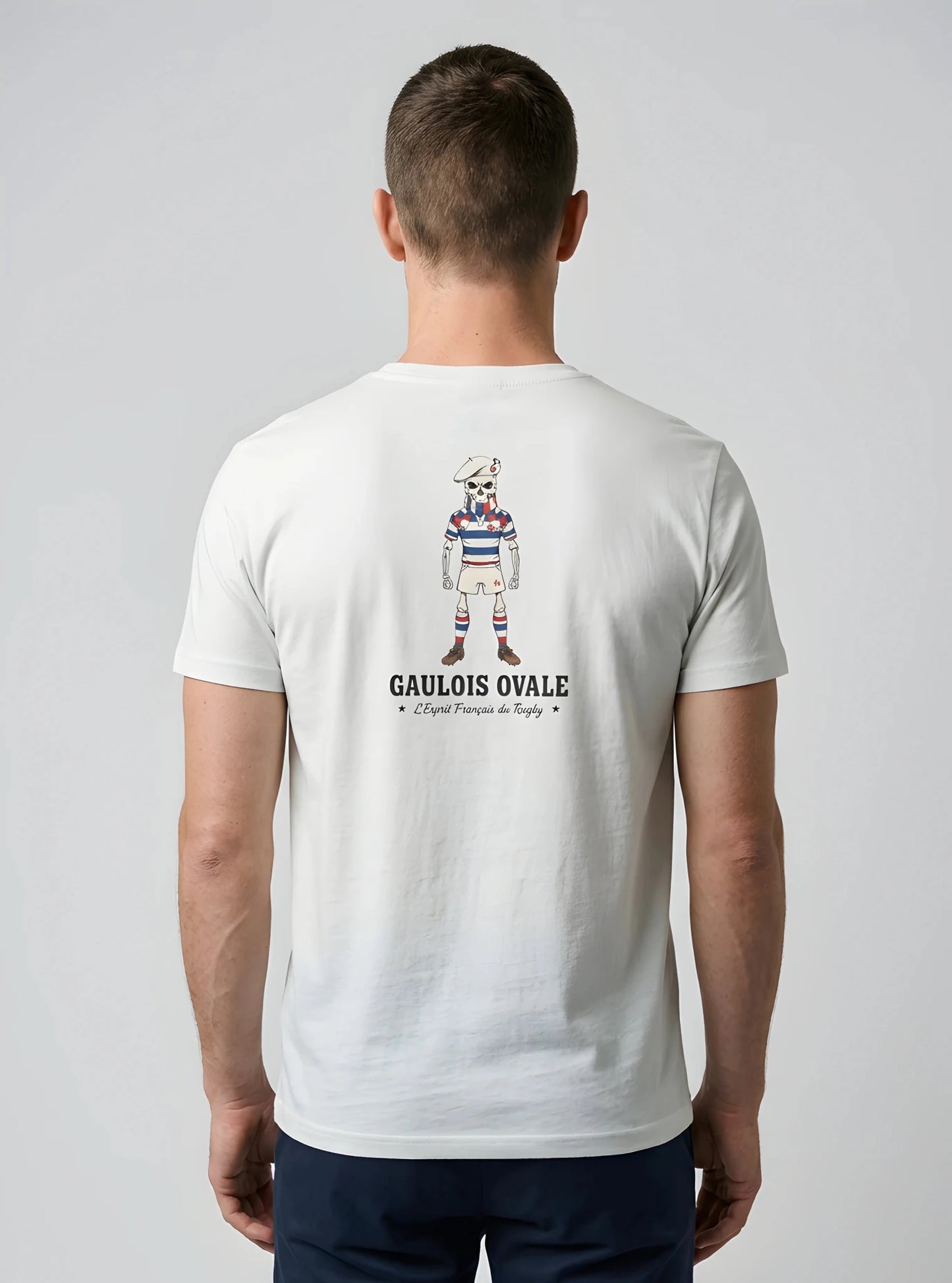 T-shirt Rugby Blanc - Le Gaulois Ovale Concentré - ballon ovale