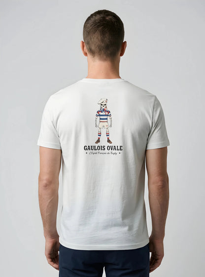 T-shirt Rugby Blanc - Le Gaulois Ovale Concentré - ballon ovale