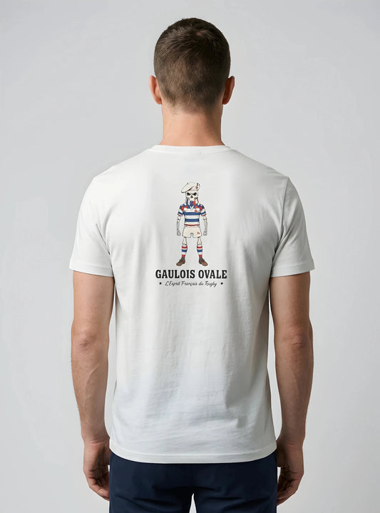 T-shirt Rugby Blanc - Le Gaulois Ovale Concentré - ballon ovale