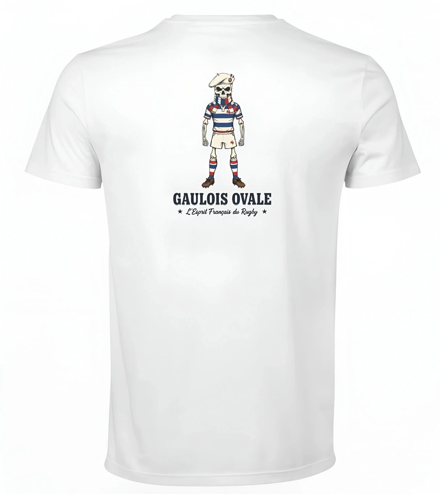 T-shirt Rugby Blanc - Le Gaulois Ovale Concentré - ballon ovale