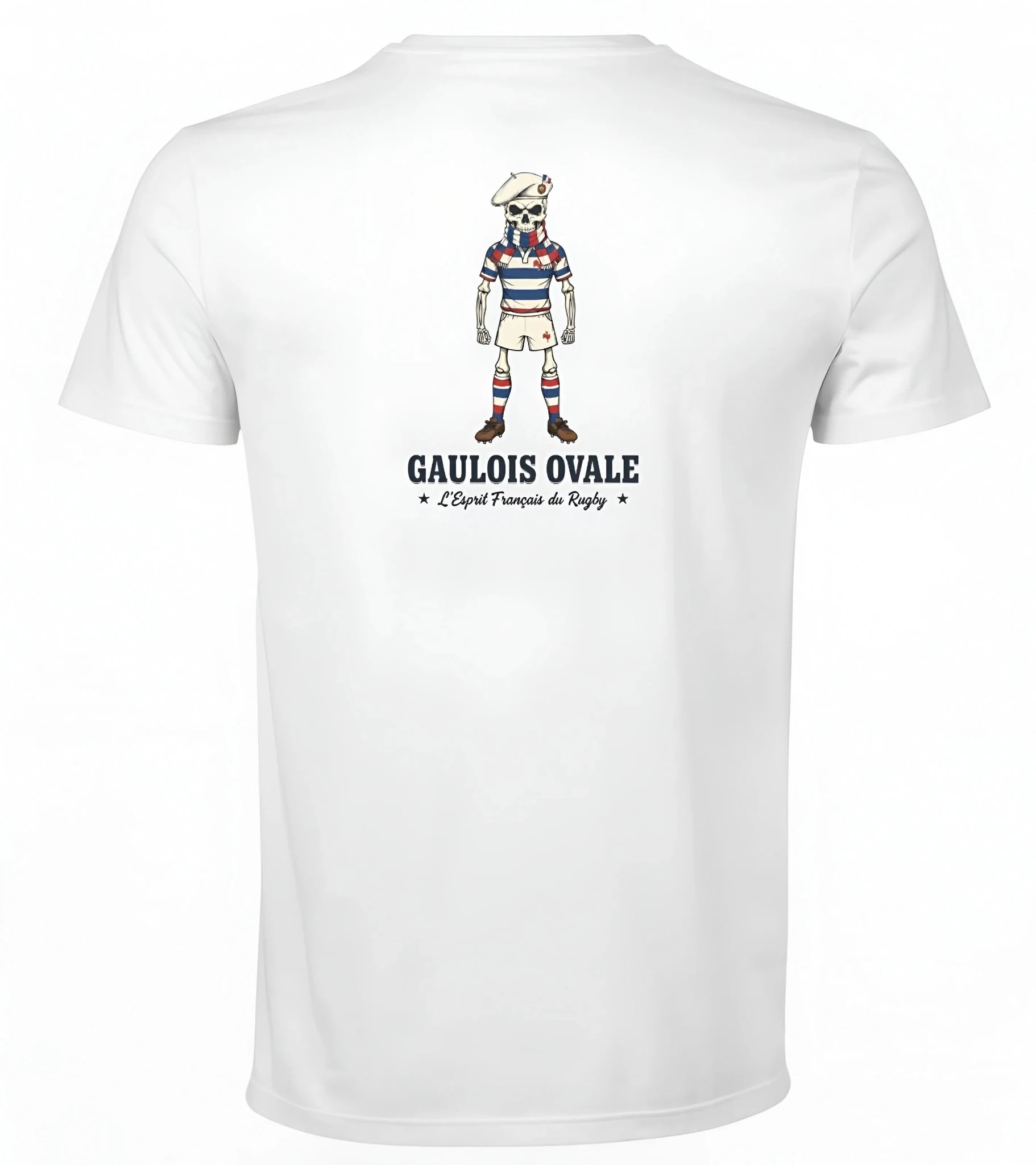 T-shirt Rugby Blanc - Le Gaulois Ovale Concentré - ballon ovale
