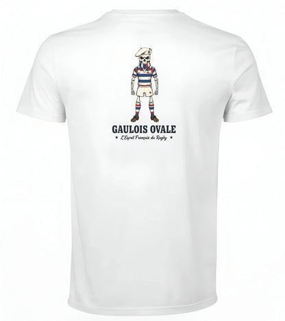 T-shirt Rugby Blanc - Le Gaulois Ovale Concentré - ballon ovale