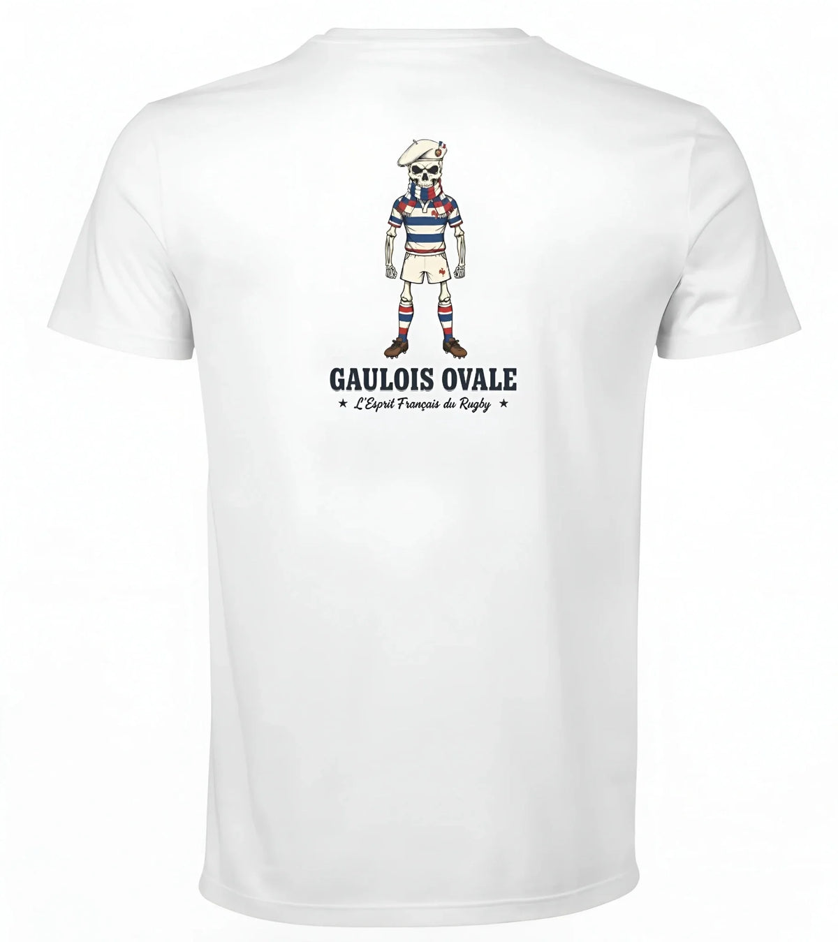 T-shirt rugby Blanc Le Gaulois Ovale Concentré, vue face
