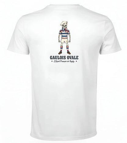 T-shirt rugby Blanc Le Gaulois Ovale Concentré, vue face