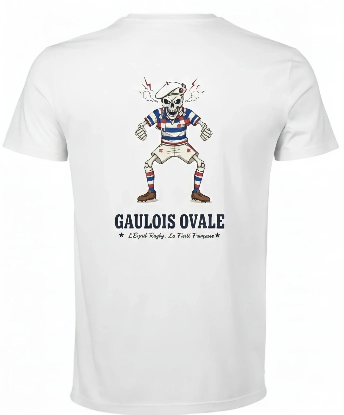 T-shirt Rugby Blanc - Le Gaulois Ovale Enervé - ballon ovale