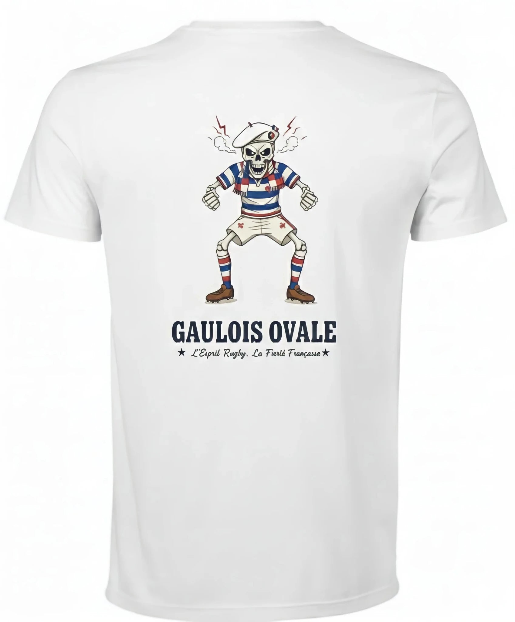 T-shirt Rugby Blanc - Le Gaulois Ovale Enervé - ballon ovale