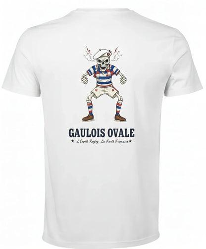 T-shirt Rugby Blanc - Le Gaulois Ovale Enervé - ballon ovale