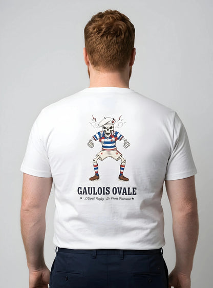 T-shirt Rugby Blanc - Le Gaulois Ovale Enervé - ballon ovale