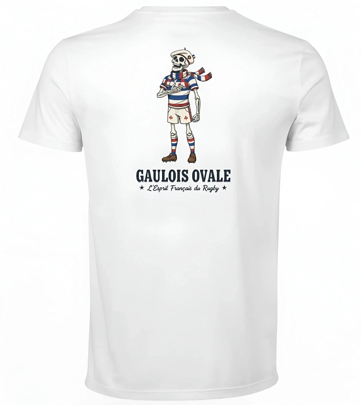 T-shirt rugby Blanc Le Gaulois Ovale Hymne, vue face