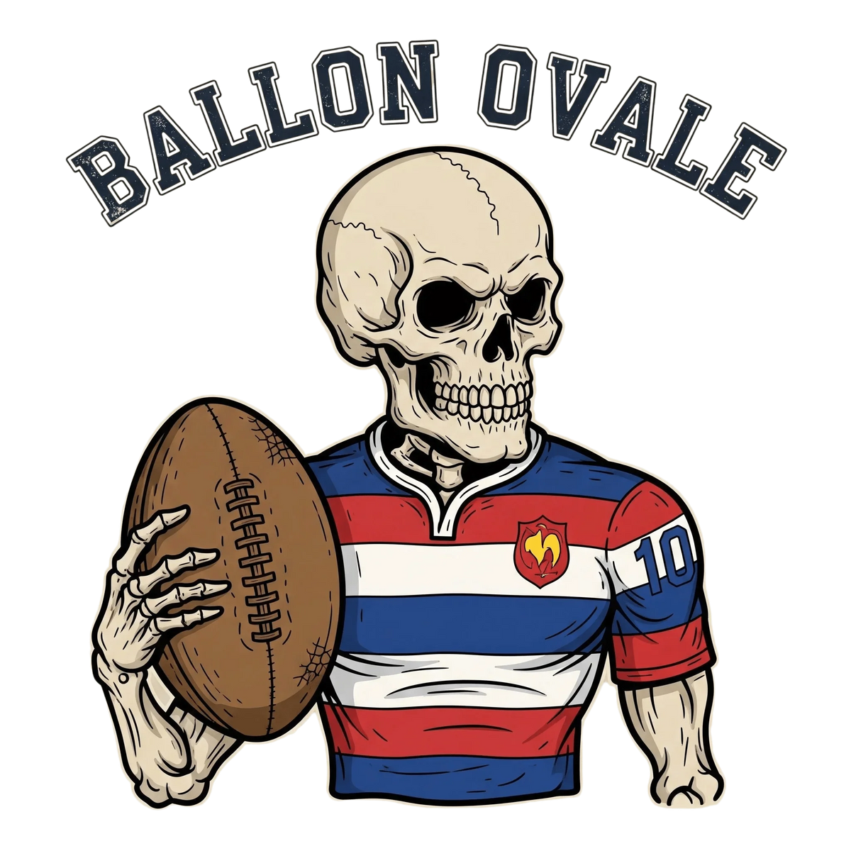 T-shirt rugby Blanc Le Gaulois Ovale Numéro 10, vue face
