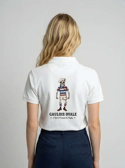 T-shirt rugby Blanc Le Gaulois Ovale Photo, vue de dos mascotte souvenir d'après-match