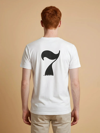 T-shirt rugby blanc Le Sept Ballon Ovale, vue de dos chiffre 7 typographique