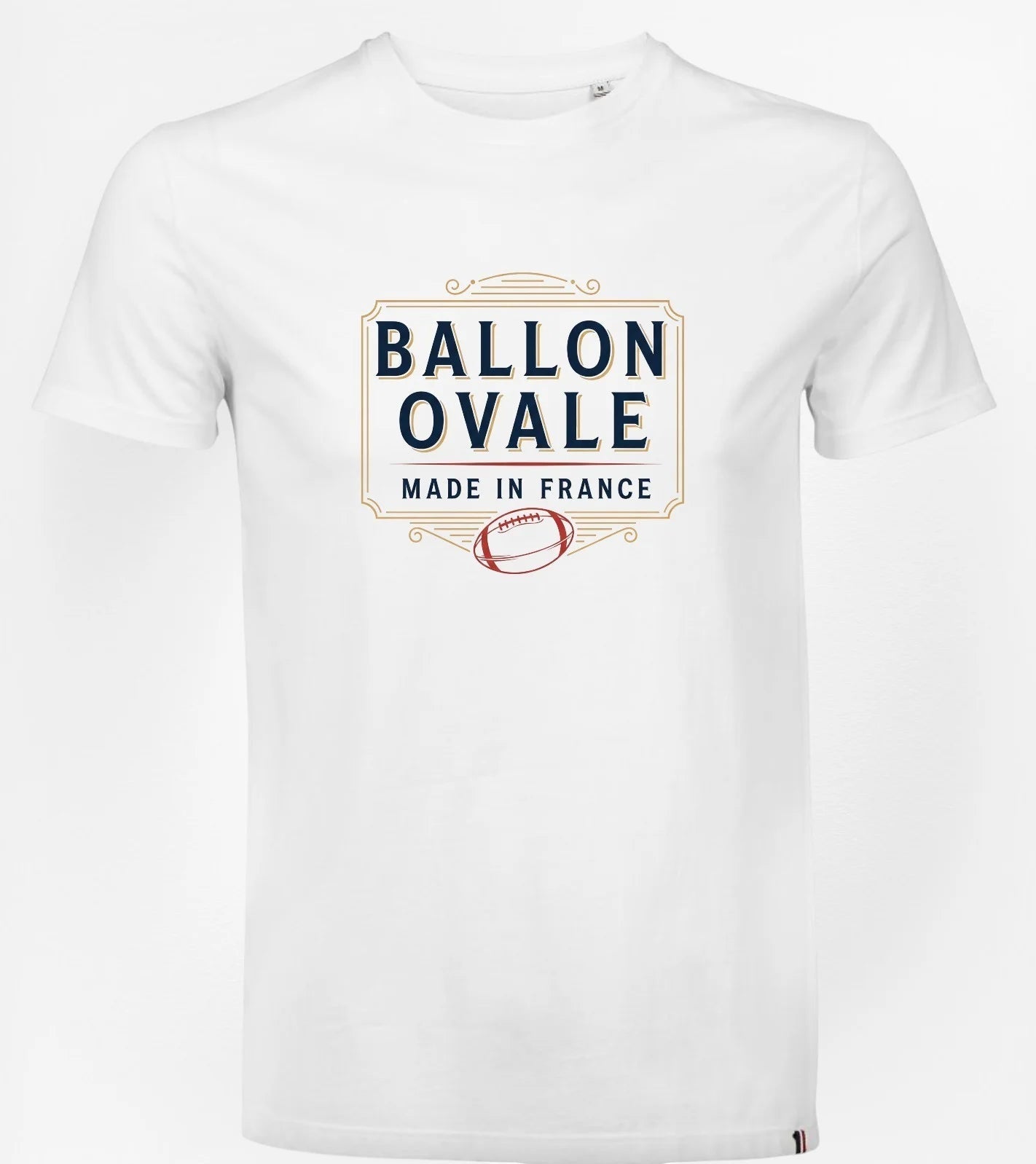 T-shirt Rugby Blanc – L'Élégance du Ballon Ovale - ballon ovale