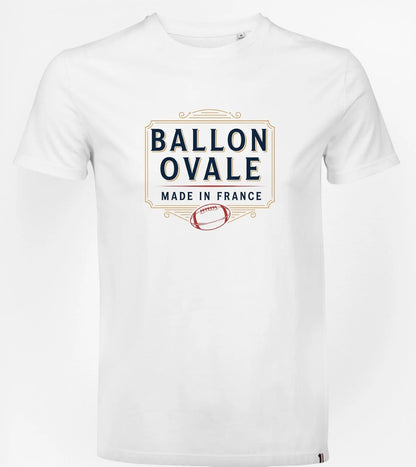 T-shirt Rugby Blanc – L'Élégance du Ballon Ovale - ballon ovale