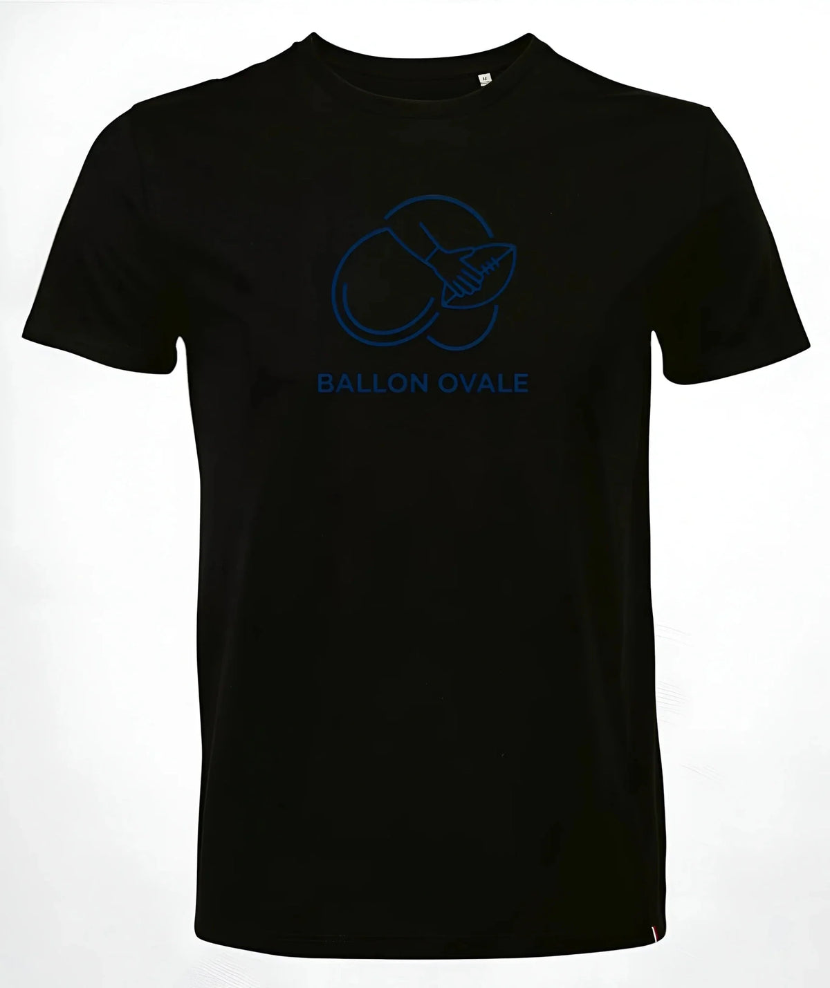 T-shirt Rugby fauteuil Ballon Ovale noir, vue face
