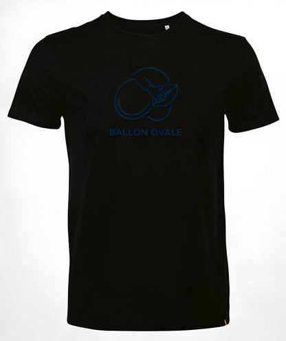 T-shirt Rugby fauteuil Ballon Ovale noir, vue face